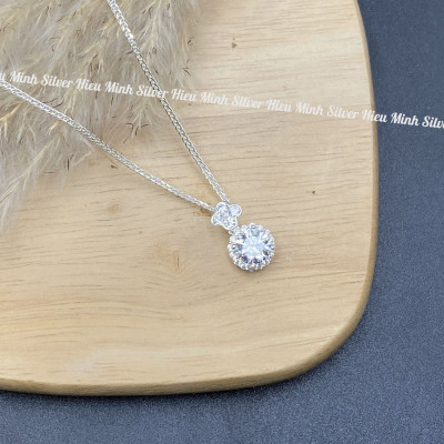 Dây Chuyền Bạc Nữ Mặt Đá Tròn Tuyệt Đẹp Bạc Hiểu Minh DMD549