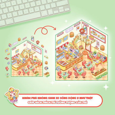Sách - Bóc Dán 3D - Tiệm Gà Rán Baby Three