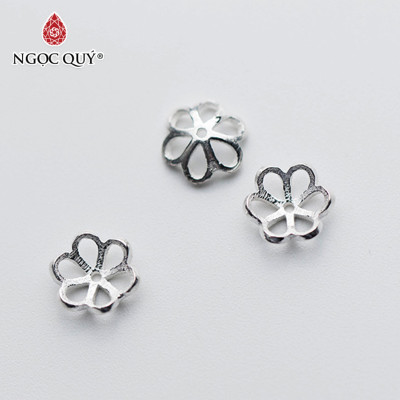 Combo 11 cái charm bạc chụp hạt hoạ tiết hoa văn - Ngọc Quý Gemstones