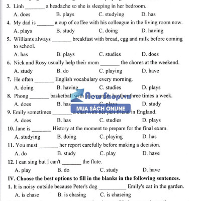 100 Đề Kiểm Tra Tiếng Anh 6 (Biên Soạn Theo Chương Trình Của Bộ Giáo Dục Và Đào Tạo)_KV