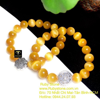 Vòng tay mắt hổ mệnh Thổ - Kim