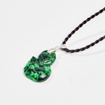 Dây chuyền phong thủy đá cẩm thạch sơn thủy hồ ly 2.5cm mệnh hỏa , mộc - Ngọc Quý Gemstones