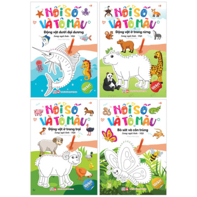 Sách - Bộ Sách Nối Số Và Tô Màu - Song Ngữ Anh-Việt (Bộ 4 Cuốn)