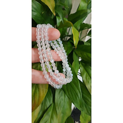 Vòng tay nữ moon vip quấn 3 vòng trắng ánh xanh nhẹ size hạt 5mm hợp nữ mệnh kim mệnh thuỷ đeo đẹp may mắn tốt sức khỏe công việc ạ