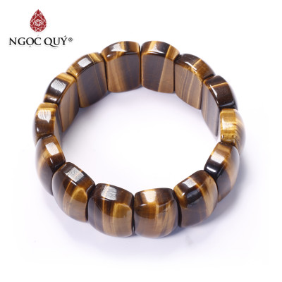 Vòng tay đá thạch anh mắt hổ vàng nâu bản lớn  24x15mm mệnh thổ, kim - Ngọc Quý Gemstones