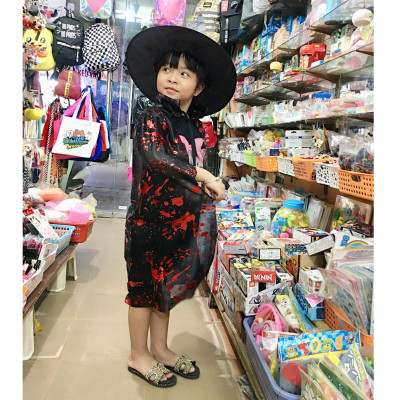 Bộ áo choàng phù thuỷ áo và mũ hoá trang halloween loại dày đẹp