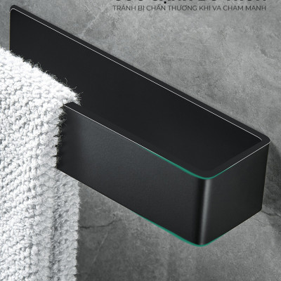 Giá treo khăn nhà tắm dán tường không cần khoan đục chất liệu thép không gỉ phủ sơn thương hiệu IGA - GM199