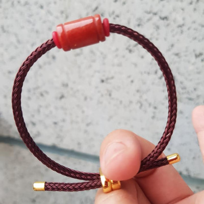 Vòng Tay Nữ Lu Trúc ĐỎ Dây Nâu Đậm Sang Kiểu Xinh  Chất Liệu Đá Cẩm Thạch Tự Nhiên màu đỏ chiến thắng  Dành cho tất cả Nữ mệnh Hỏa nữ mệnh Thổ đeo tốt đẹp ạ