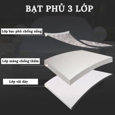Bạt Phủ Ô Tô Cao Cấp - Bạt Trùm Ô Tô - Bạt Phủ Xe Ô Tô 3 Lớp, Tráng Nhôm, Chống Nắng, Chống Mưa, Chống Xước
