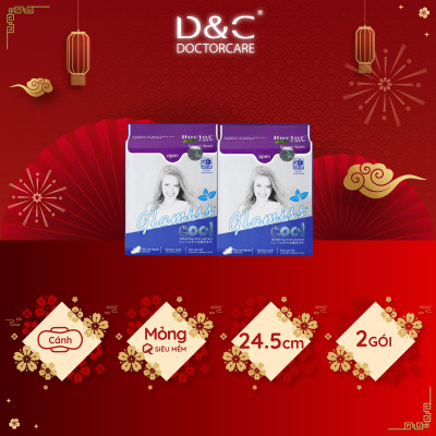 Combo 2 Băng vệ sinh thảo dược Glamiss Cool ban ngày 24cm siêu mát siêu khô thoáng