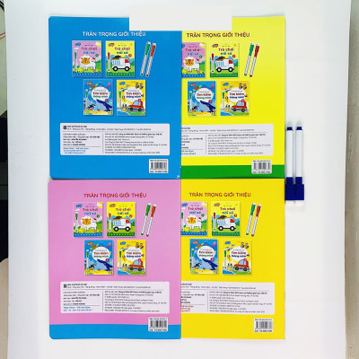 Sách - Bộ 4 quyển viết xóa được Wipe Clean trò chơi nối số tìm kiếm thông minh luyện viết không sợ sai