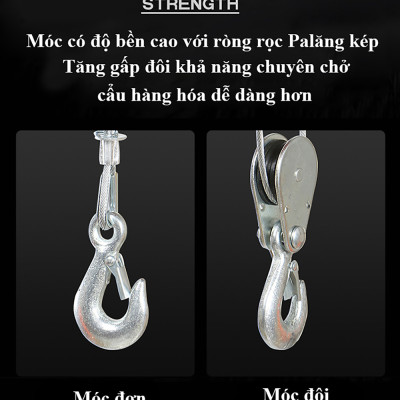 Bộ tời điện kèm Rrùa ABG PA400 (200/400kg) 12 Mét - giúp máy tời treo nâng hạ vật nặng dễ dàng, nâng kéo linh hoạt, hiệu quả cao - Hàng chính hãng