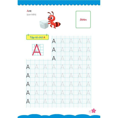 Sách - Cùng Khủng Long Tập Viết Chữ Cơ Bản - Chữ Cái Tiếng Anh Viết Hoa - Quyển 4 - Sticker Bé Trai - Megabook