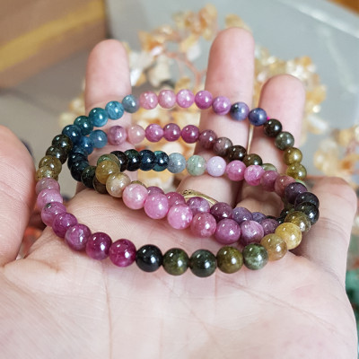 Vòng tay Tourmaline dưa hấu quấn 3 vòng 5.5ly chất đá bao đẹp