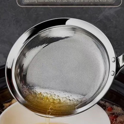 CHAO THÌA DÂY LỌC INOX SUS 304 LỖ LỌC ĐỘT CNC NHỎ MỊN MÀNG - CHAO THÌA DÂY LỌC BỘT VỚT HỚT BỌT LỌC DẦU THỰC PHẨM ( SẢN PHẨM CÔNG NGHỆ CNC CAO CẤP )