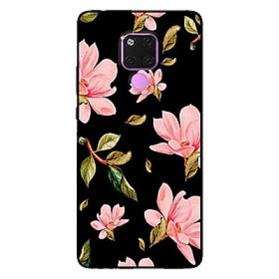 Ốp lưng dành cho Huawei 5t - Mate 20 - Mate 20 Pro mẫu Hoa Lan Hồng Nền Đen
