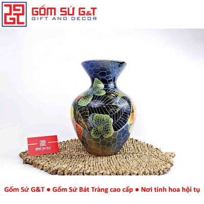 Lọ hoa Mosaic miệng loe khắc hoa hướng dương