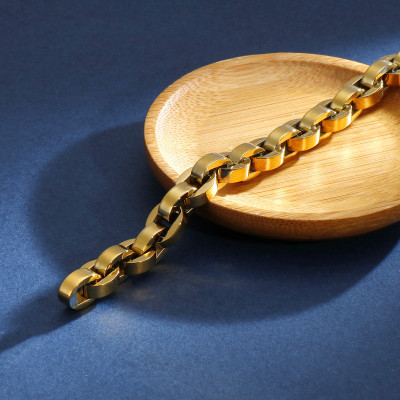 Lắc tay nam - Vòng tay nam Tittan kiểu hoa mắt xích hạt bo cạnh - NV110