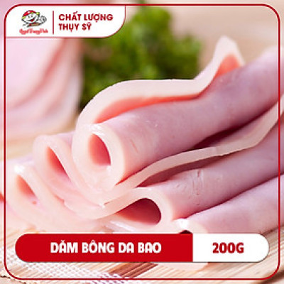 Dăm bông da bao tròn cắt lát/Skined round ham (Sliced)200GR/PE