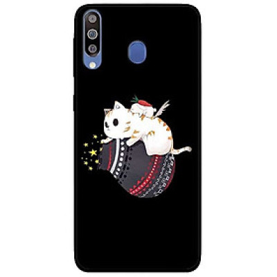Ốp lưng dành cho Samsung M30 mẫu Mèo Trắng Ôm Túi