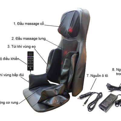 Ghế (Đệm) Massage Toàn Thân Nikio NK-181 - Máy Mát Xa Lưng, Cổ Vai Gáy, Con Lăn 3D Xoa Bóp Chuyên Sâu, Kết Hợp Hồng Ngoại, Rung Và Nhiệt Giúp Cơ Thể Thư giãn, Giảm Căng Thẳng - Màu đen