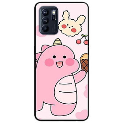 Ốp lưng dành cho Oppo Reno 6 - Reno 6 Z mẫu Khủng Long Hồng