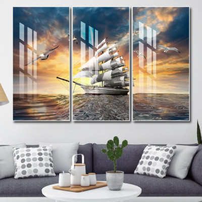 Tranh treo tường tráng gương thuận buồm xuôi gió decor trang trí phòng ngủ, phòng khách, cầu thang cao cấp khổ lớn 30x60