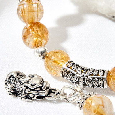 Vòng tay thạch anh tóc vàng phối Tỳ Hưu Ngọc Quý Gemstones