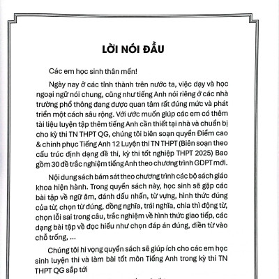 Sách - Điểm Cao Và Chinh Phục Tiếng Anh 12 Luyện Thi TN THPT