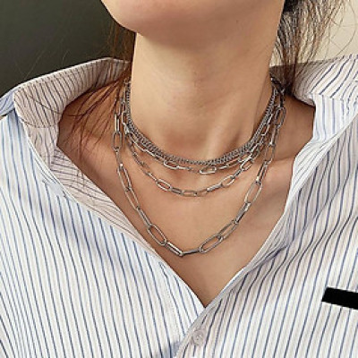 Vòng cổ titan nhiều lớp xích phong cách đường phố