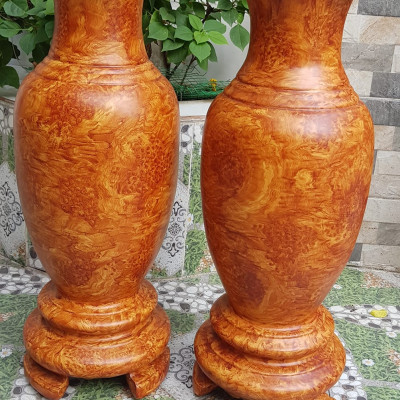 Cặp Bình Gỗ nu gõ hay gõ vẽ nu cao tròn đều đẹp cao 60cm x đk 20cm ý nghĩa bình an , phú quý Anh Chị trưng phòng khách nhà, công ty, bàn thờ thần tài to đẹp ạ