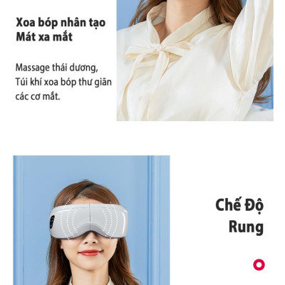 Máy massage mắt Leerkang LEK-H8 Với 8 Chế Độ Độc Lập, Xoa Bóp Và Rung Cùng Bluetooth Phát Nhạc, Mát Xa Nóng Nhiệt Lưu Thông, Hàng Chính Hãng