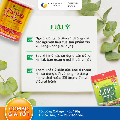 [Collagen lon 196g & calo gói to 75g] Combo Lấy lại vóc dáng hiệu quả FINE JAPAN