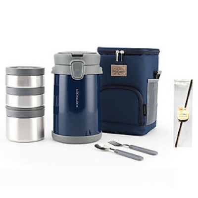 Bộ Hộp Cơm Giữ Nhiệt Lock&Lock Easy Carry 2L LHC8039 Có Túi (1 Hộp 720ml, 2 Hộp 420ml Kèm 1 Bộ Muỗng Và Nĩa) Tặng kèm Ống Hút Inox 304