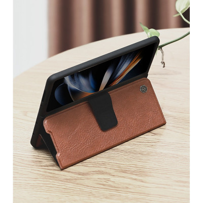 Bao da cho Samsung Galaxy Z Fold 5 có ngăn đựng S-Pen hiệu Nillkin (bảo vệ máy cực tốt, chất liệu da thật cao cấp, thiết kế thời trang cá tính) - hàng nhập khẩu