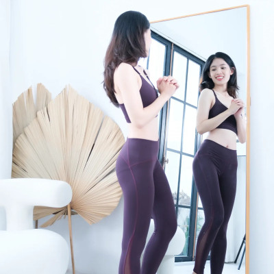 Bộ Đồ Thể Thao Nữ LMcation- Áo Ngực Cao Cấp LMcation Larry & Quần Dài Phối Lưới Venus - Màu tím