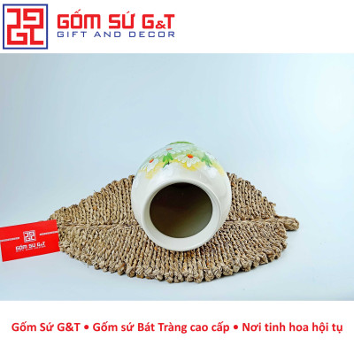 Lọ hoa dáng đùi dế vẽ cúc họa mi Gốm Sứ G&T
