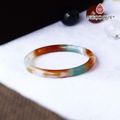 Vòng đá mã não tam tài bản tròn Ni 54 - Ngọc Quý Gemstones