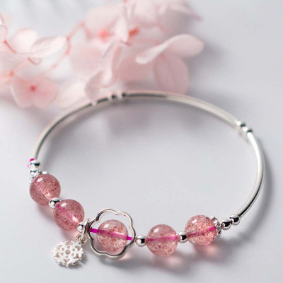 Vòng tay bạc đá thạch anh dâu mệnh hỏa, thổ - Ngọc Quý Gemstones