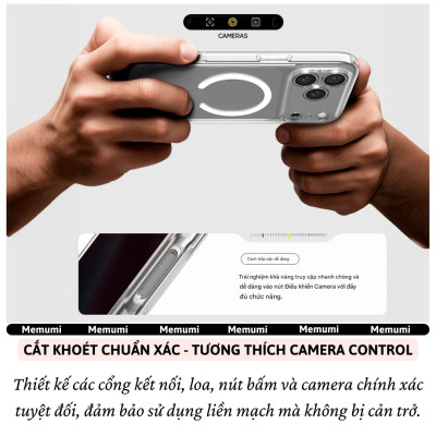 ốp lưng siêu mỏng 0.3mm sạc từ tính bảo vệ camera trong suốt chống ố vàng cho iPhone 17 Pro Max / 17 Air / iP 17 Pro / 17 hiệu Memumi Slim Magnetic Clear - Chống trầy xước, độ trong full HD, sạc không dây nam châm N52 - Hàng nhập khẩu