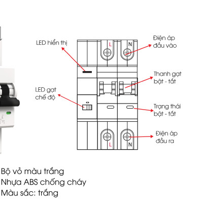 Aptomat thông minh WiFi Rạng Đông. Model: RD.MCB.WF 2P C63 Kết nối và điều khiển từ xa thông qua WIFI, Bảo vệ an toàn, Bảo vệ quá tải.