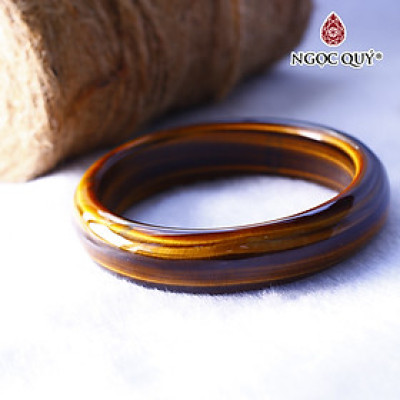Vòng liền khối đá mắt hổ vàng nâu mệnh thổ,kim - Ngọc Quý Gemstones