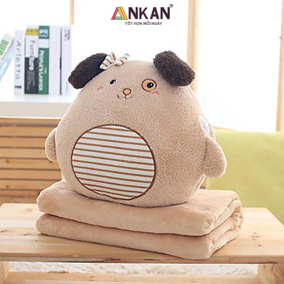 Chăn Gối Văn Phòng 3 Trong 1 Gấu Nâu Độc Đáo Kiểu Dành Cho Nữ Dùng Để Ngủ Trưa Tại Văn Phòng, Tựa Lưng Và Gấu Bông Dùng Để Trang Trí