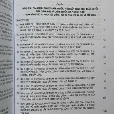 Sách Hệ Thống Các Nghị Định Về Phân Quyền, Phân Cấp; Phân Định Thẩm Quyền Giữa Chính Phủ Và Chính Quyền Địa Phương 2 Cấp (V2650TA)