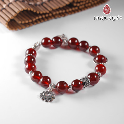 Vòng tay đá Garnet AAA mix charm bạc mệnh hỏa, thổ - Ngọc Quý Gemstones