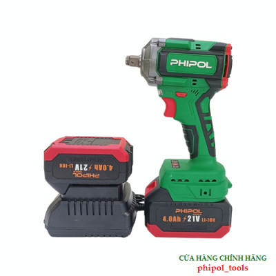 Combo Máy siết bu lông 780N.M 21V động cơ không chổi than PHIPOL TOOLS PH3035 Kèm 2 pin và sạc - Hàng Chính Hãng