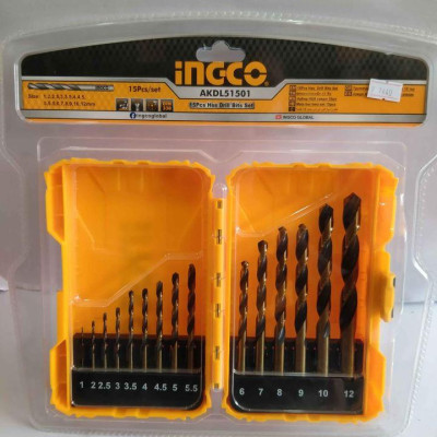 BỘ MŨI KHOAN HSS 15 CHI TIẾT INGCO AKDL51501 - HÀNG CHÍNH HÃNG