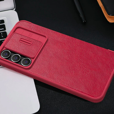 Bao da cho SamSung Galaxy S23 FE chính hãng Nillkin QIN có nắp trượt bảo vệ camera sau - Hàng chính hãng