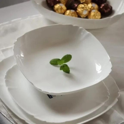 Bộ 3 đĩa(dĩa) thủy tinh sâu lòng Lotusia 22cm N3622*3, thủy tinh không chứa chì, dùng cho lò vi sóng và máy rửa bát