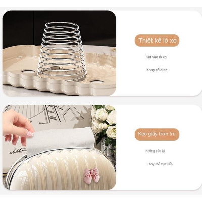 [KoSuyTu] Hộp Đựng Giấy Ăn Vỏ Sò Cao Cấp Kèm Nơ Hồng ABS Kem 24x14x12cm Lò Xo Tiện Dụng Hiện Đại